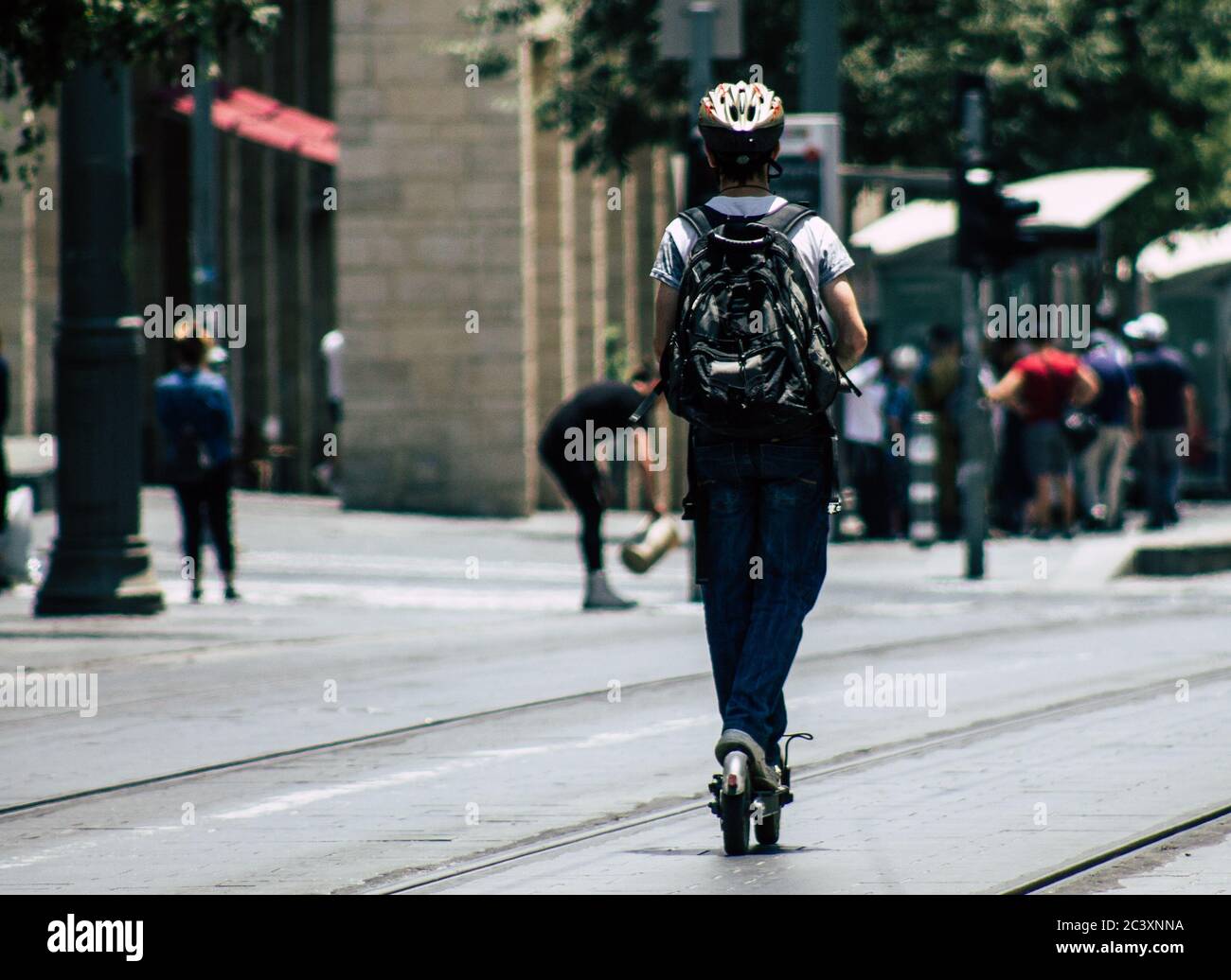 Jerusalem Israel July 6, 2019 View of unknown Israeli people rolling