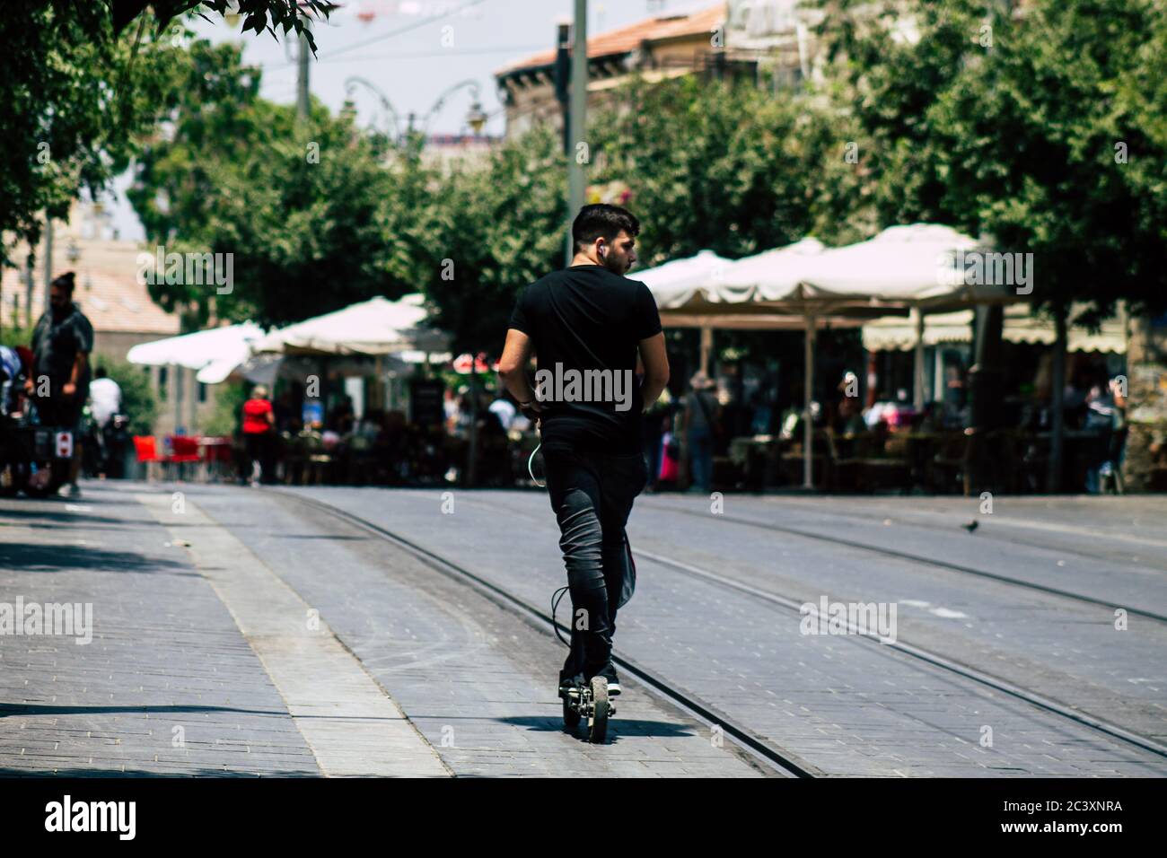 Jerusalem Israel July 6, 2019 View of unknown Israeli people rolling