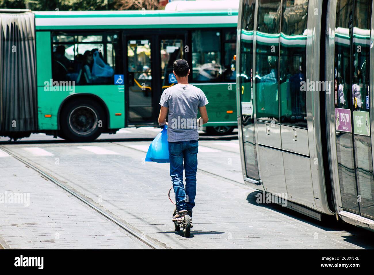 Jerusalem Israel July 6, 2019 View of unknown Israeli people rolling