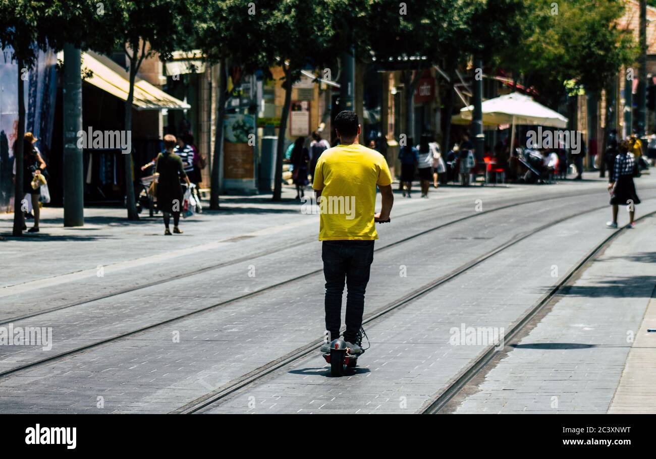 Jerusalem Israel July 6, 2019 View of unknown Israeli people rolling