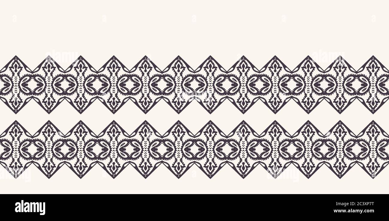 Seamless border pattern hand drawn ornamental background. Geometric ...
