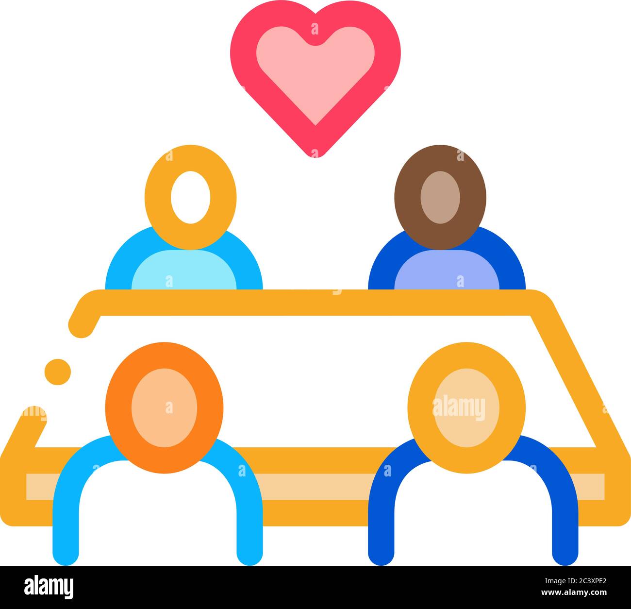 multiracial people sitting at table icon vector outline illustration ...