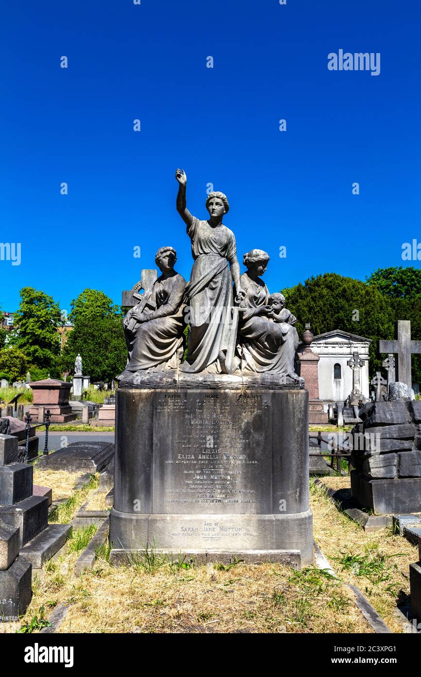 Funerary monument at Brompton Cemetery, London, UK Stock Photo
