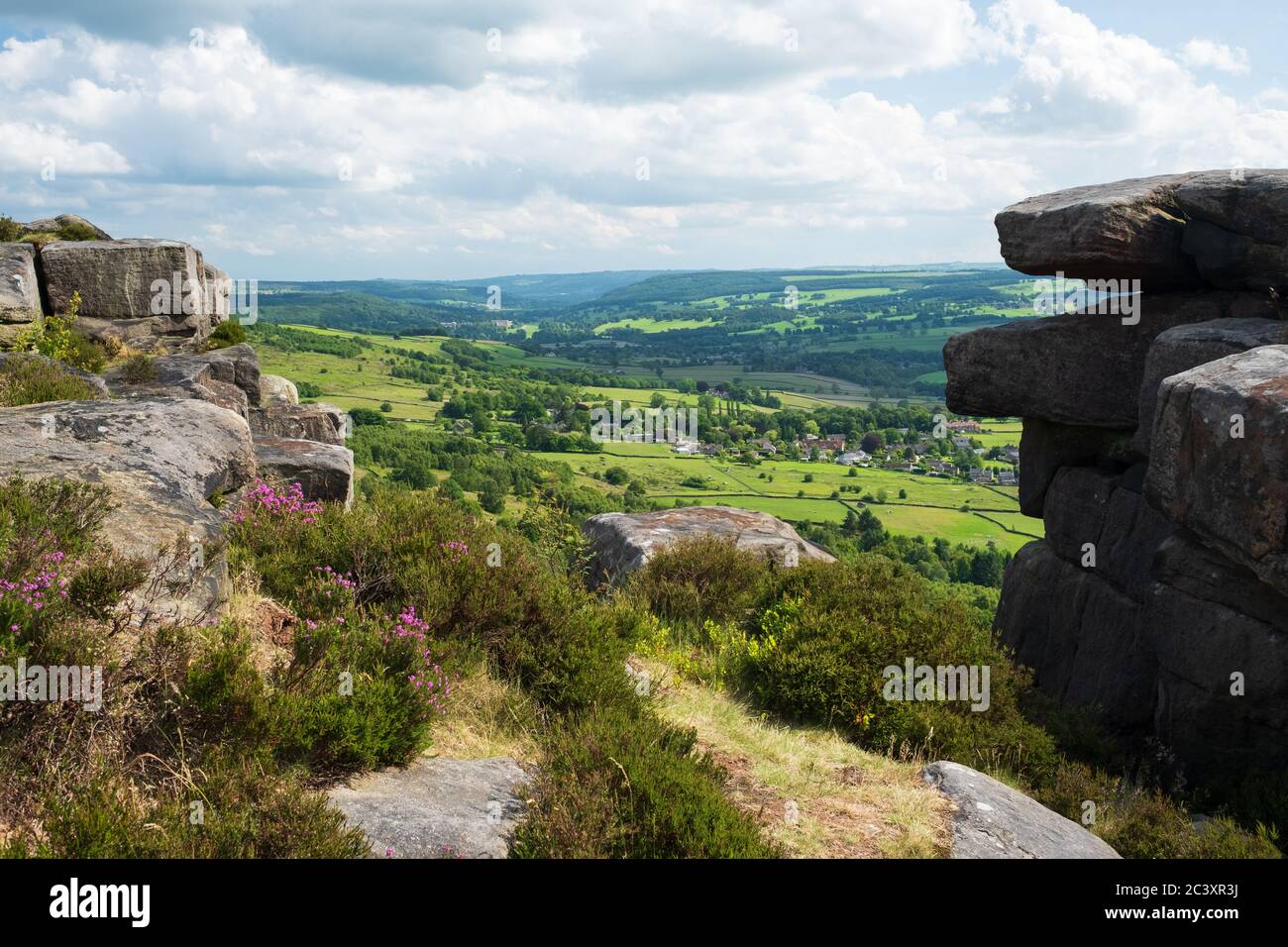 Derwent Valley and in summer from Curbar Edge, Peak Districy, UK Stock Photo
