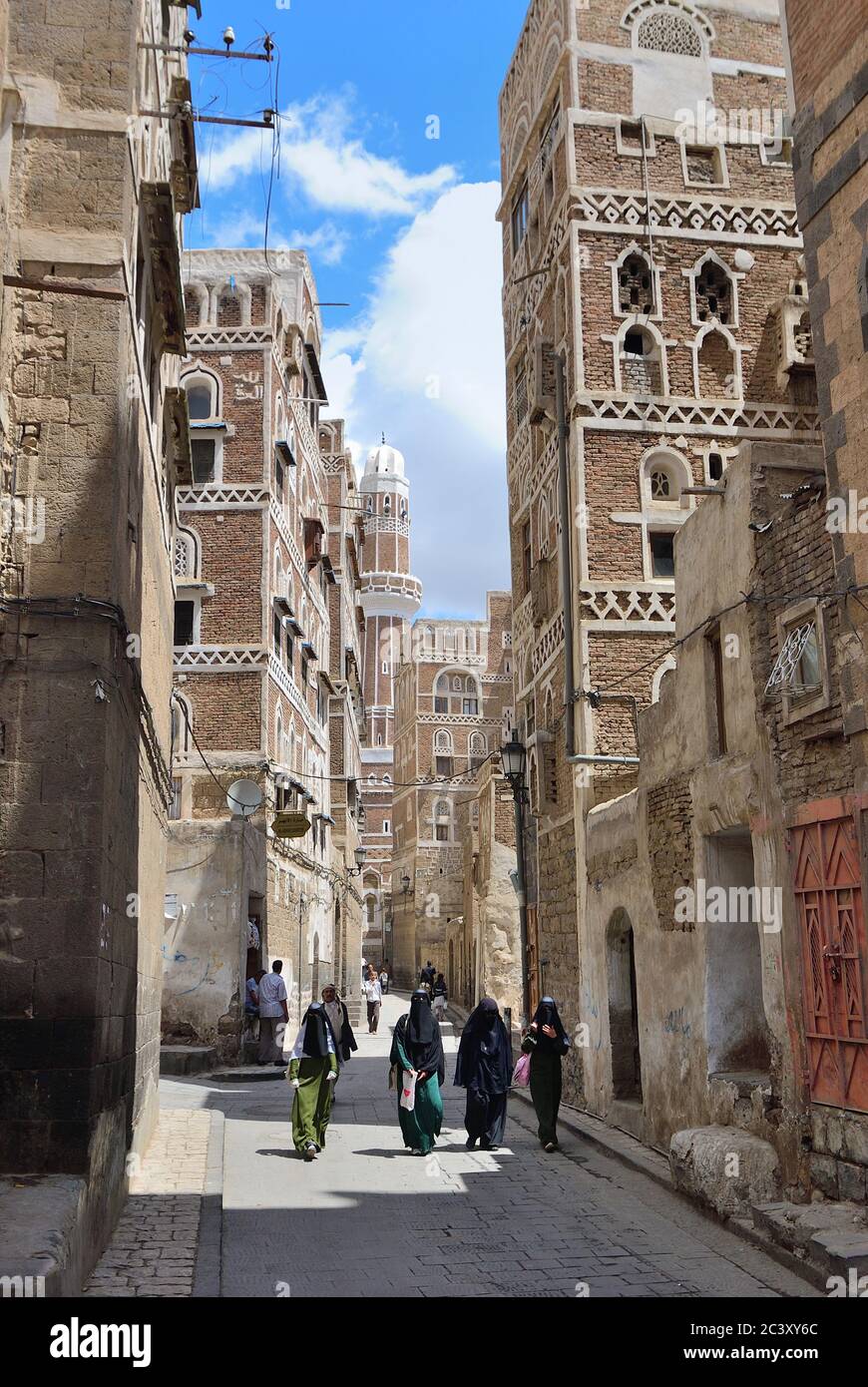 Sanaa, Yemen March 6, 2010 Typical street in old city of Sanaa