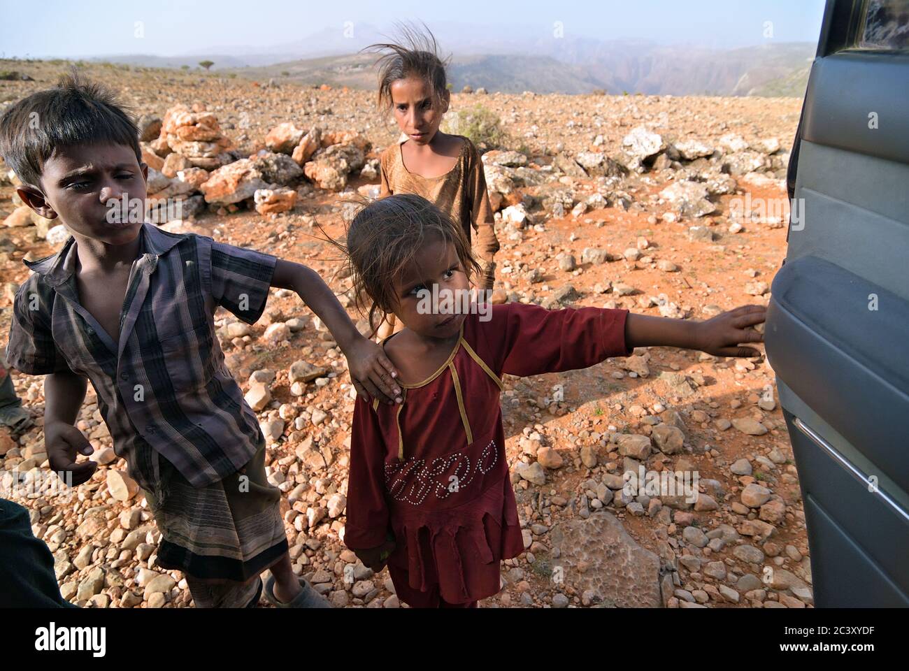 Socotra, Yemen - March 8, 2010: Unidentified children shown at Socotra island. Children grow up in the poorest country with little opportunity for edu Stock Photo