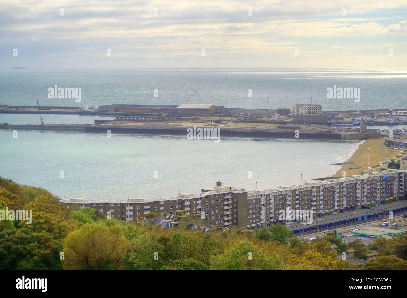 Aerial view of a seaside city hi-res stock photography and images - Alamy