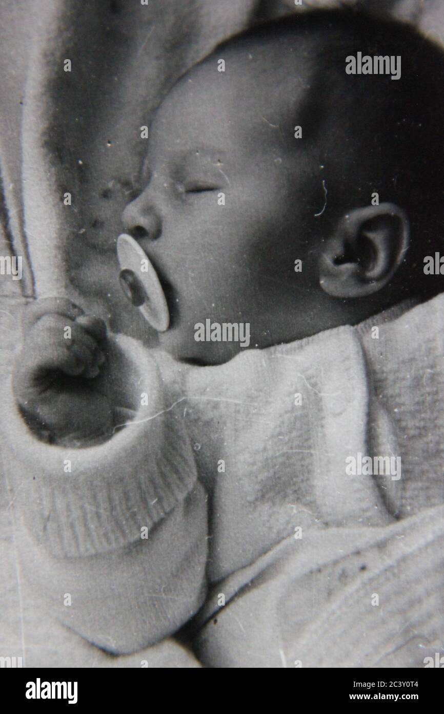 70s Pacifier Fine 70s vintage contact print black and white photography of a ...