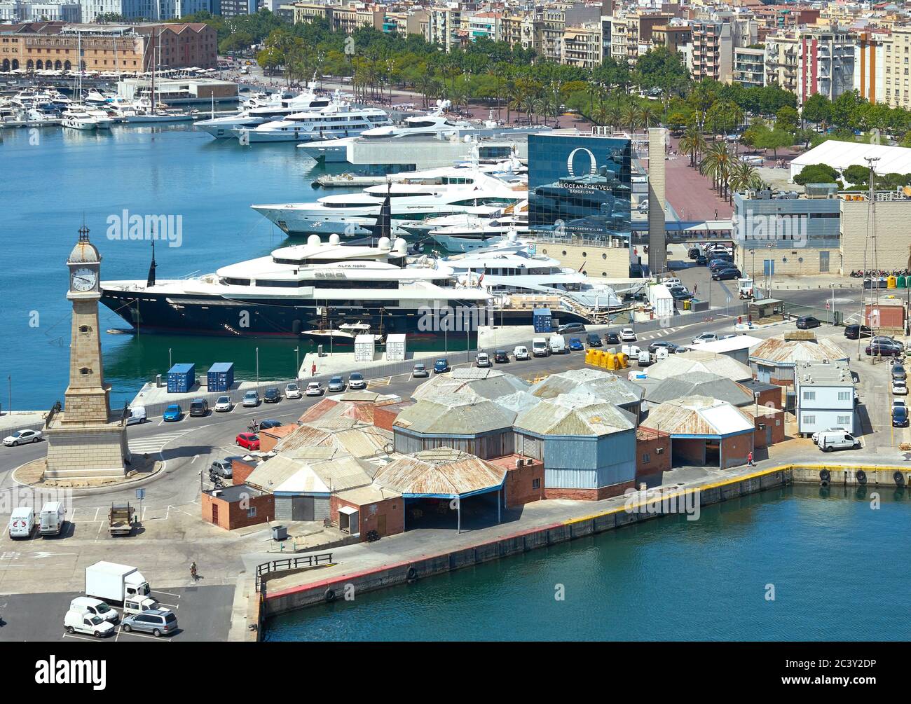 YACHT & BOAT SUPPLIES at the port of Barcelona, Spain Stock Photo