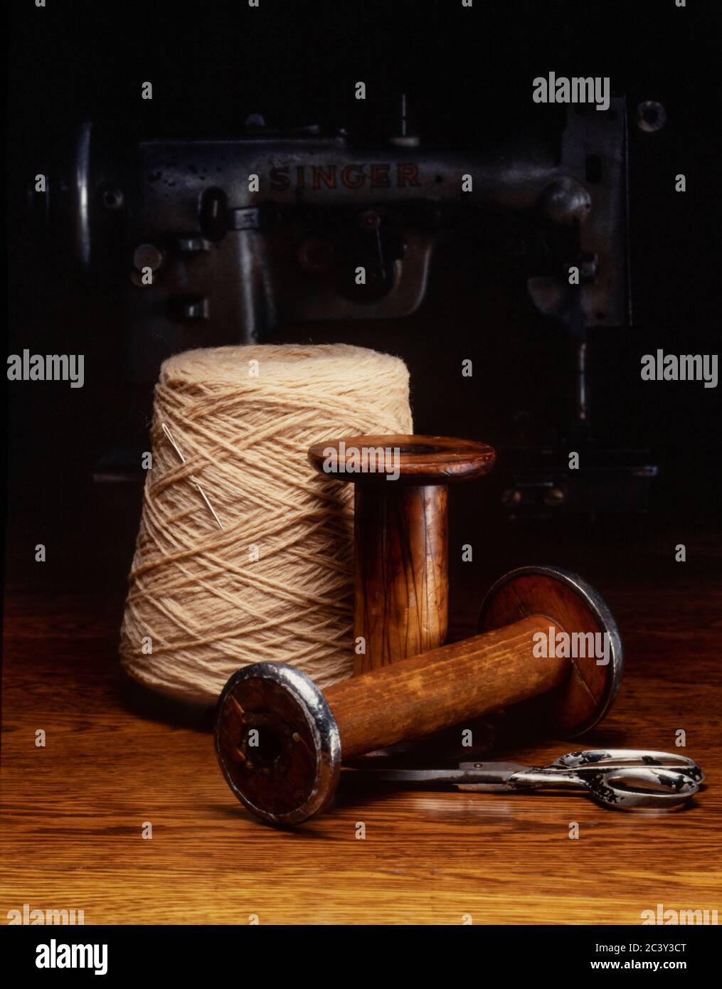 Antique Rug Sewing Machine Stock Photo