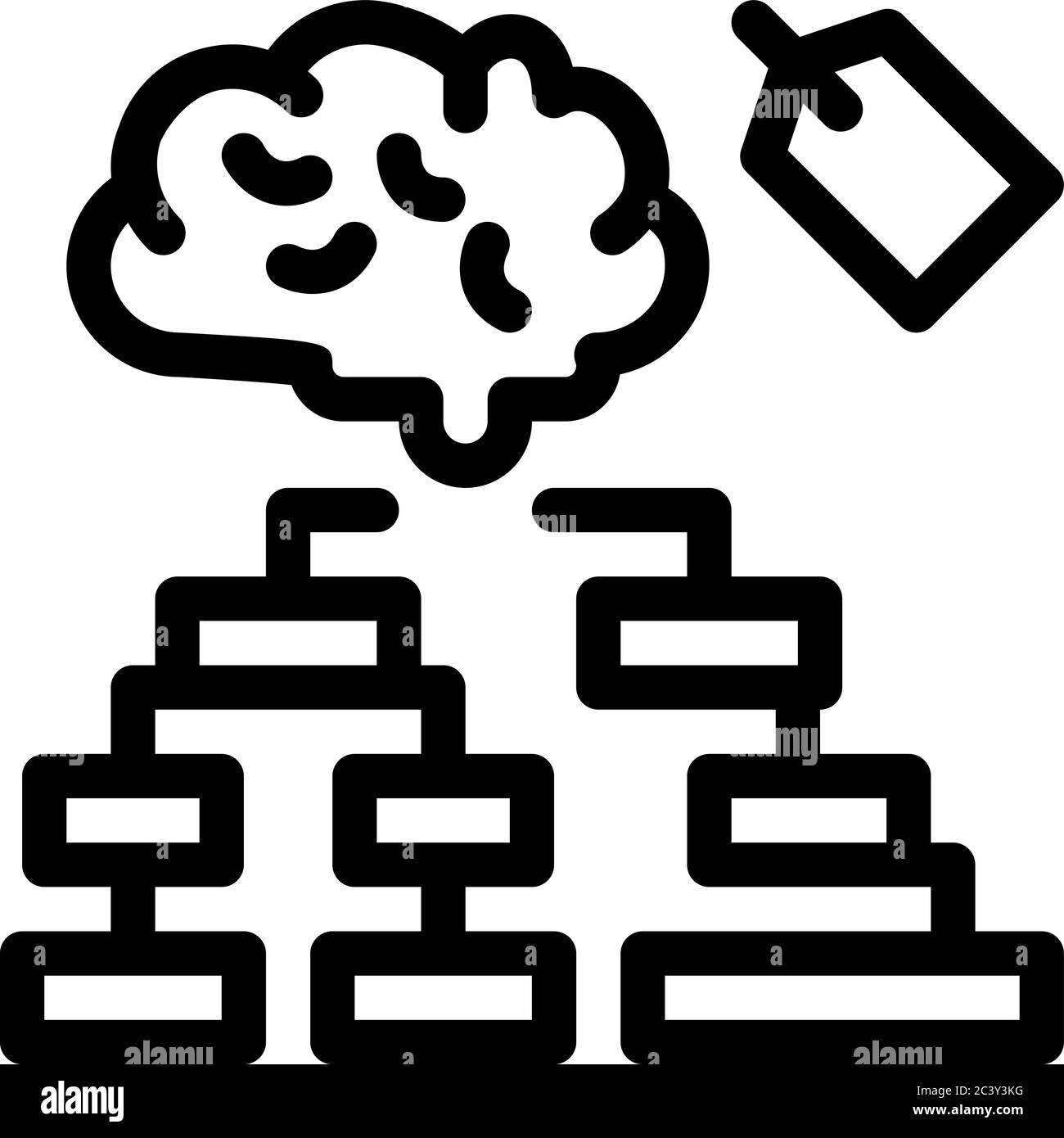 brain label hierarchy chart icon vector outline illustration Stock Vector
