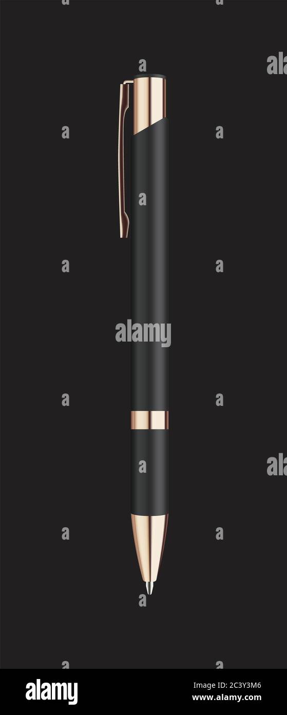 black ballpoint pen mockup isolated on white background. realistic ...