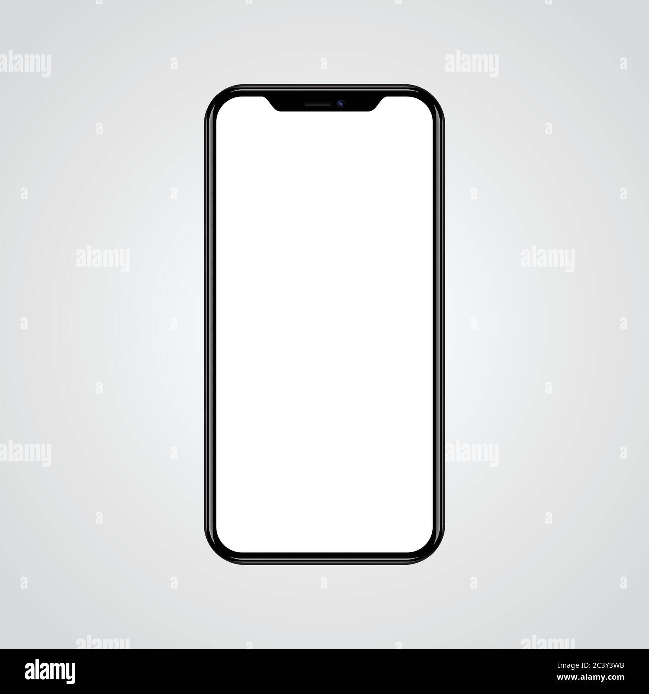 Smartphone mockup with blank screen isolated on white background. front ...