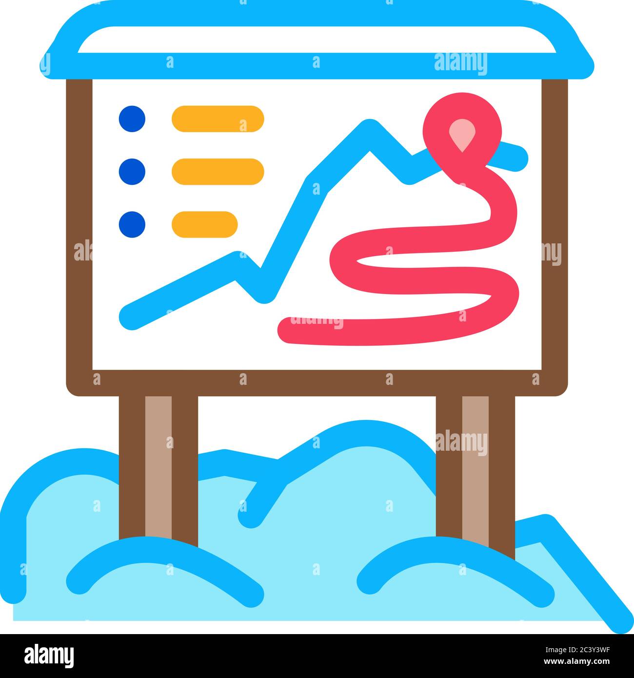 ski resort direction map icon vector outline illustration Stock Vector