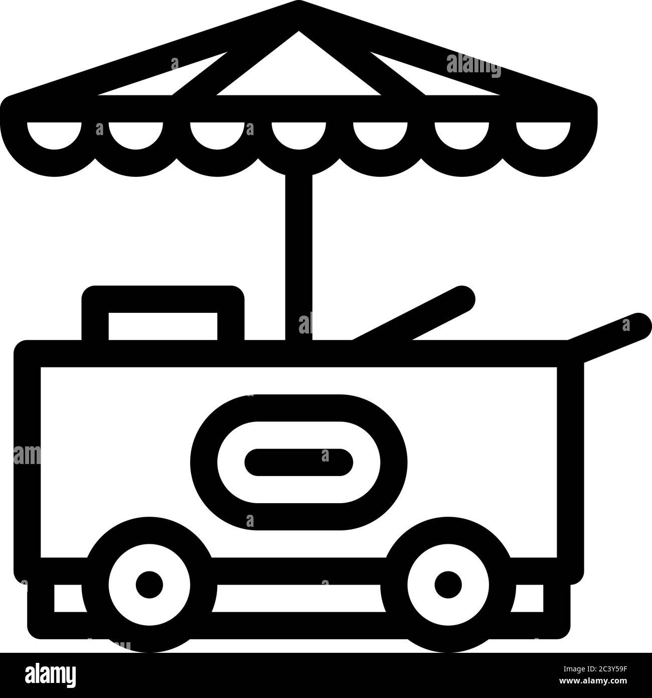 ice cream cart icon vector outline illustration Stock Vector