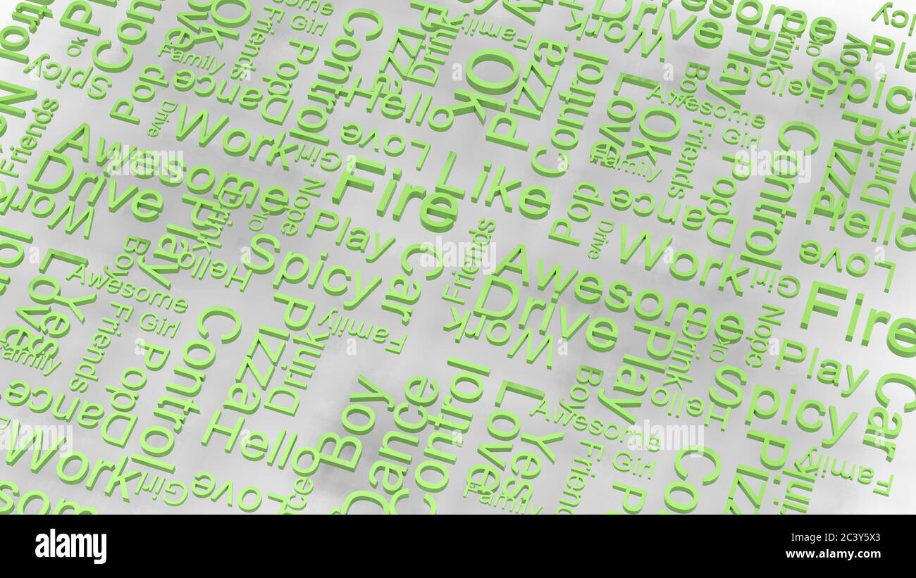 wallpaper green text random words on a light gray background. rain of