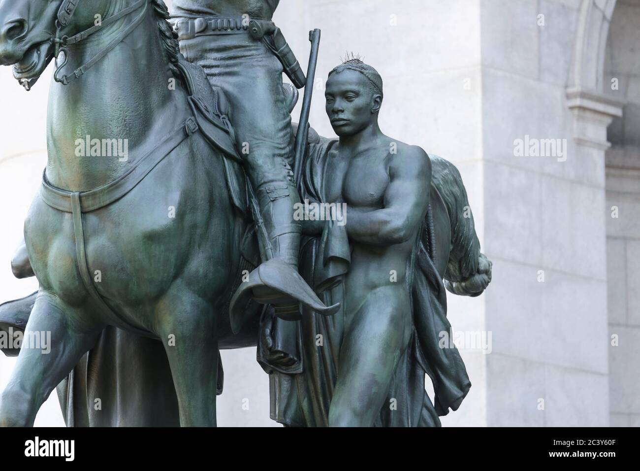 President Theodore Roosevelt statue in front of the American Museum of Natural History on the west side of Manhattan, New York June 22, 2020 Stock Photo