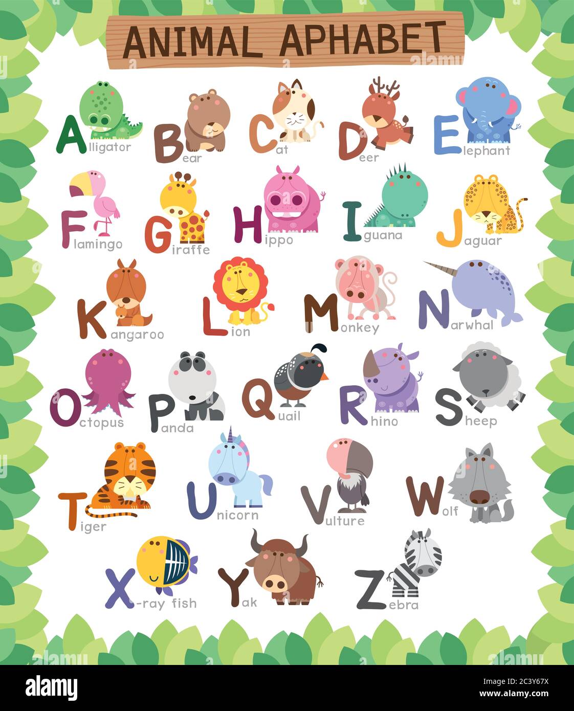 Download Vector illustration of Animals alphabet for kids. Baby ...