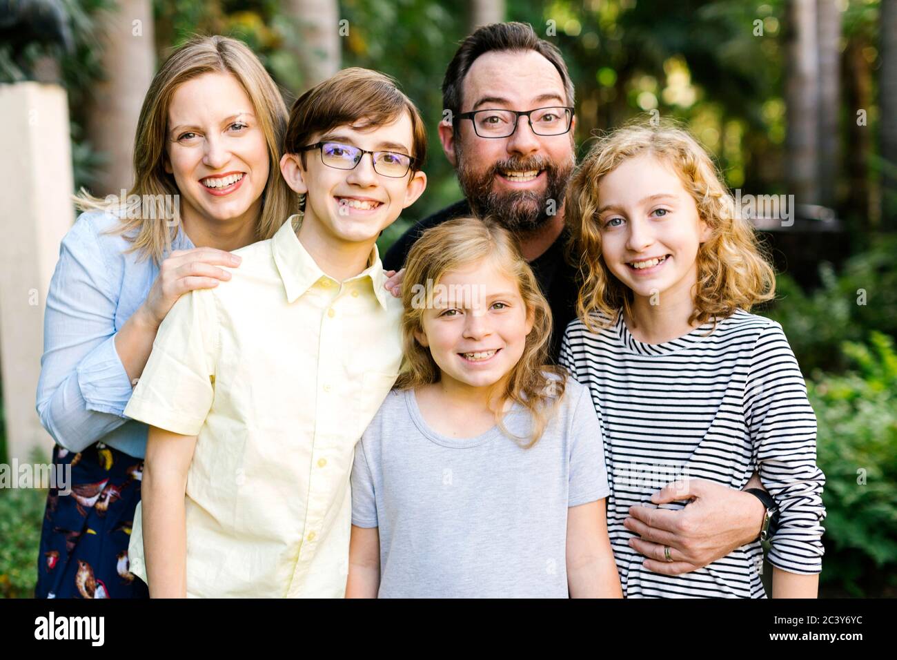 Portrait of family with children (10-11, 12-13, 14-15) Stock Photo