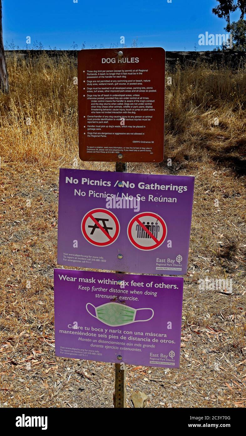 rules sign at Alameda Creek Trail Stables Staging Area, California Stock Photo