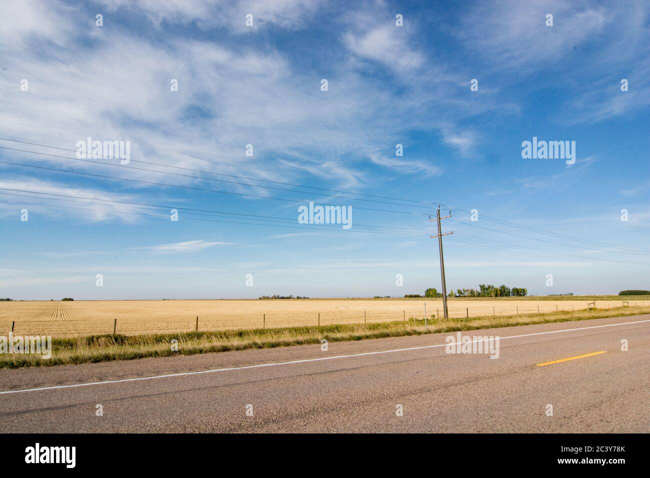 Quiet Route 2 near Browning, Montana on the Blackfeet Indian Reservation. Stock Photo