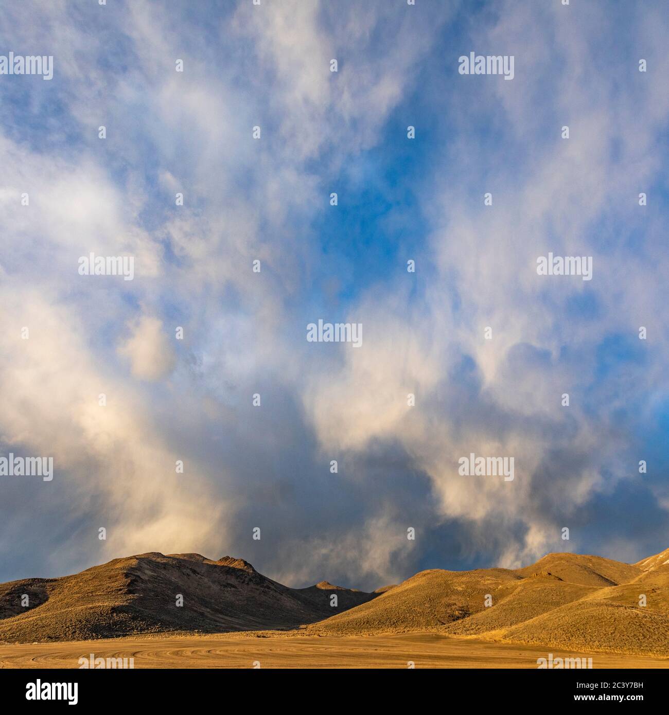 USA, Idaho, Picabo, Dramatic sky over mountain range Stock Photo