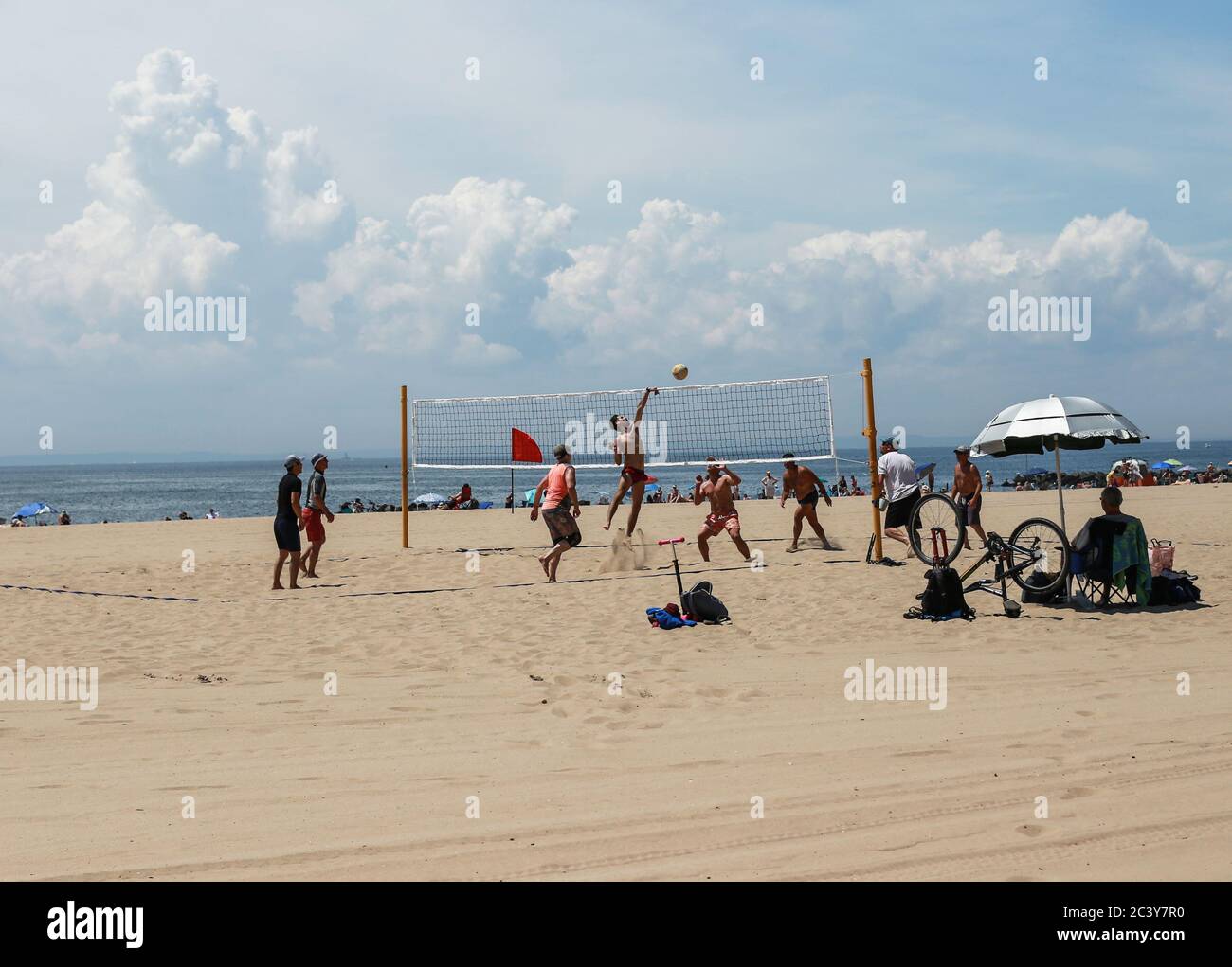 Brighton Beach, Brooklyn, New York, July 2, 2020 beach volleyball