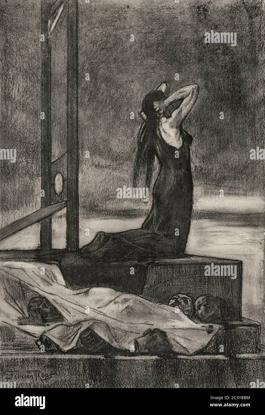 Capital Punishment: The Pain of Death (Todesstrafe: La peine de mort) by Felicien Rops, circa 1880 Stock Photo