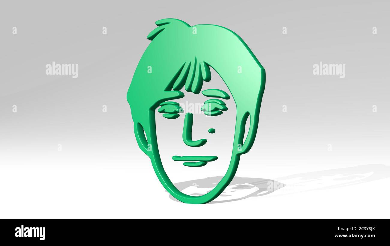 woman female: MAN FACE made by 3D illustration of a shiny metallic ...