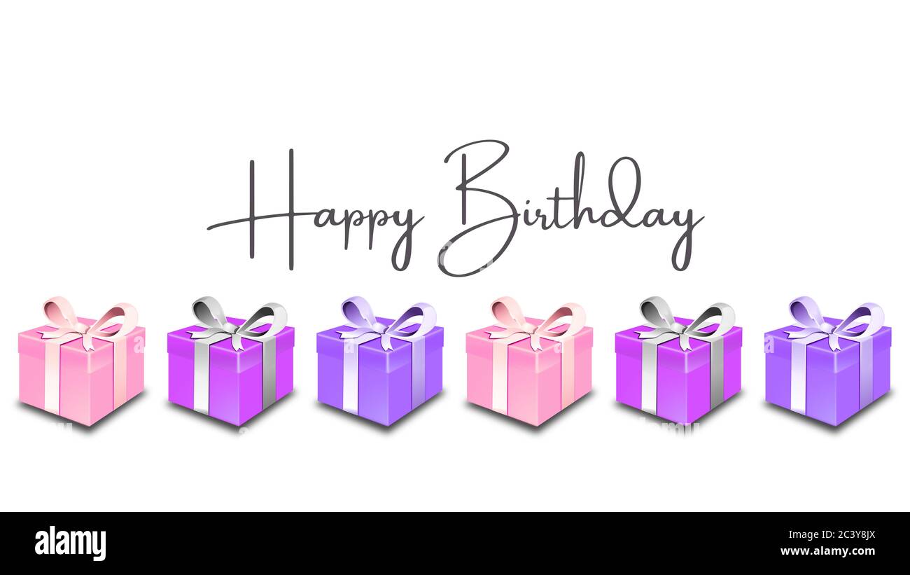 Illustration 3d With The Text Happy Birthday Design Poster Template Or Background For Birthday Purple Pink And Violet Colors Suitable For Girls O Stock Photo Alamy