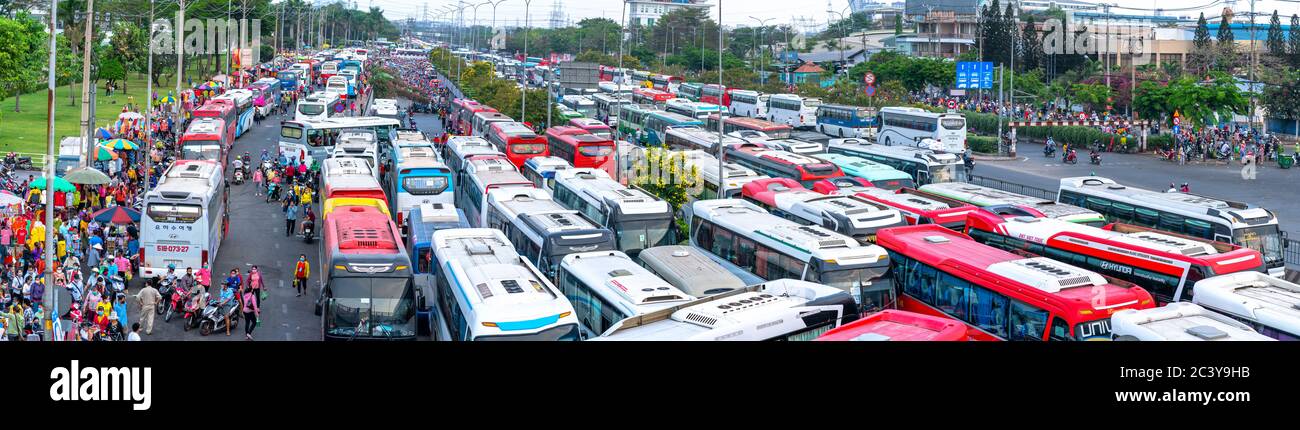 Busy cars line up wait for workers to get off work after a working day at  company, attracts labor create income for country in Ho Chi Minh City Stock  Photo - Alamy