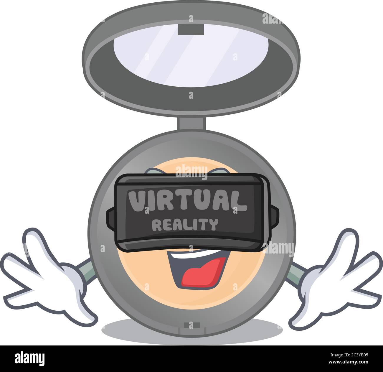 Highlighter cartoon image play a game with Virtual Reality headset Stock Vector
