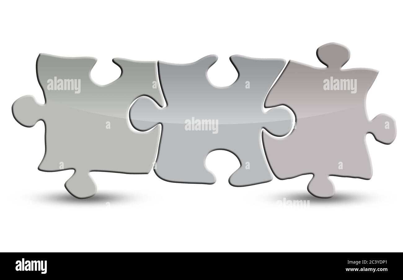 Blank puzzle isolated on white, 3D rendering Stock Photo