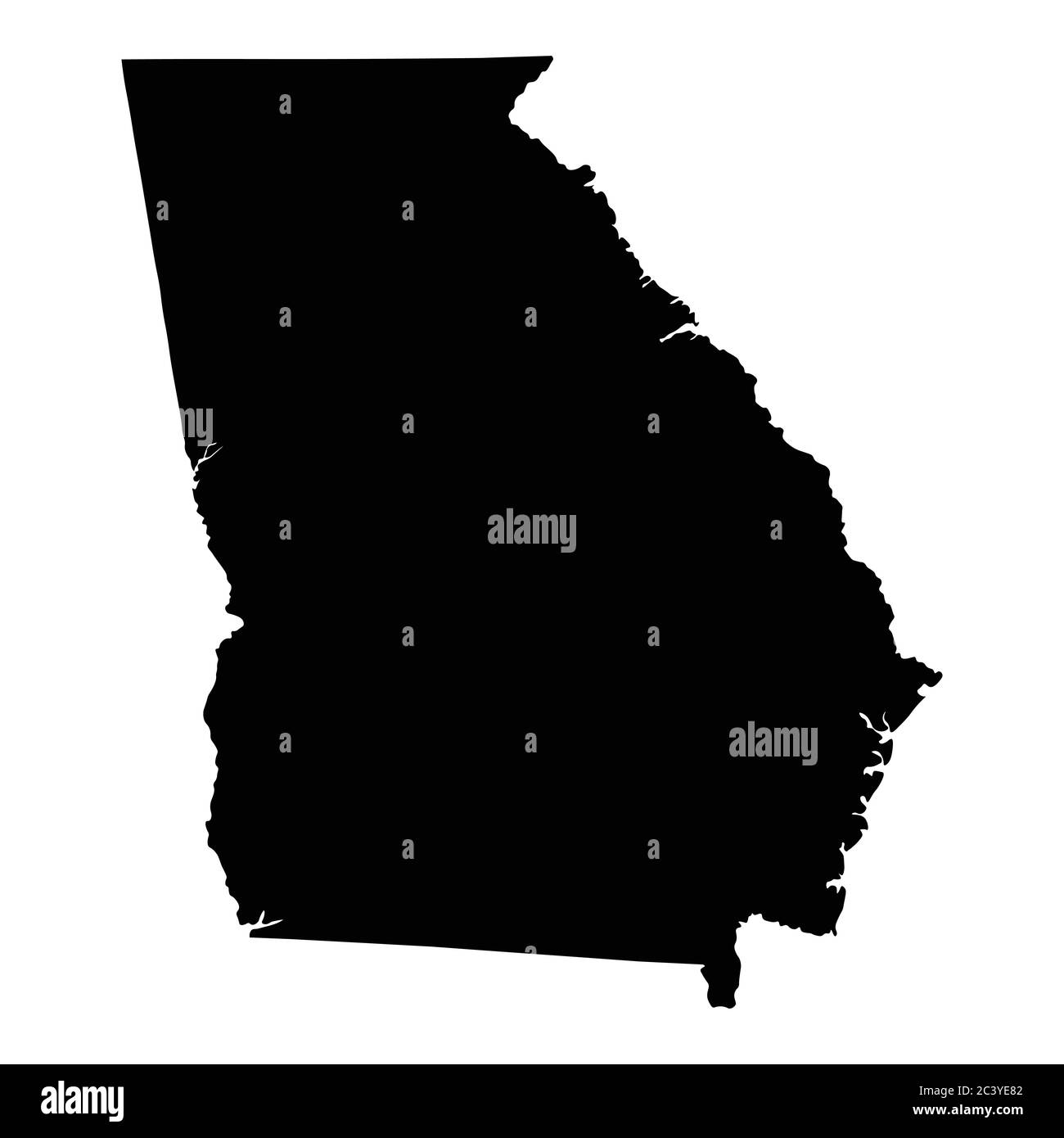 Georgia GA state Maps USA. Black silhouette solid map isolated on a white background. EPS Vector Stock Vector