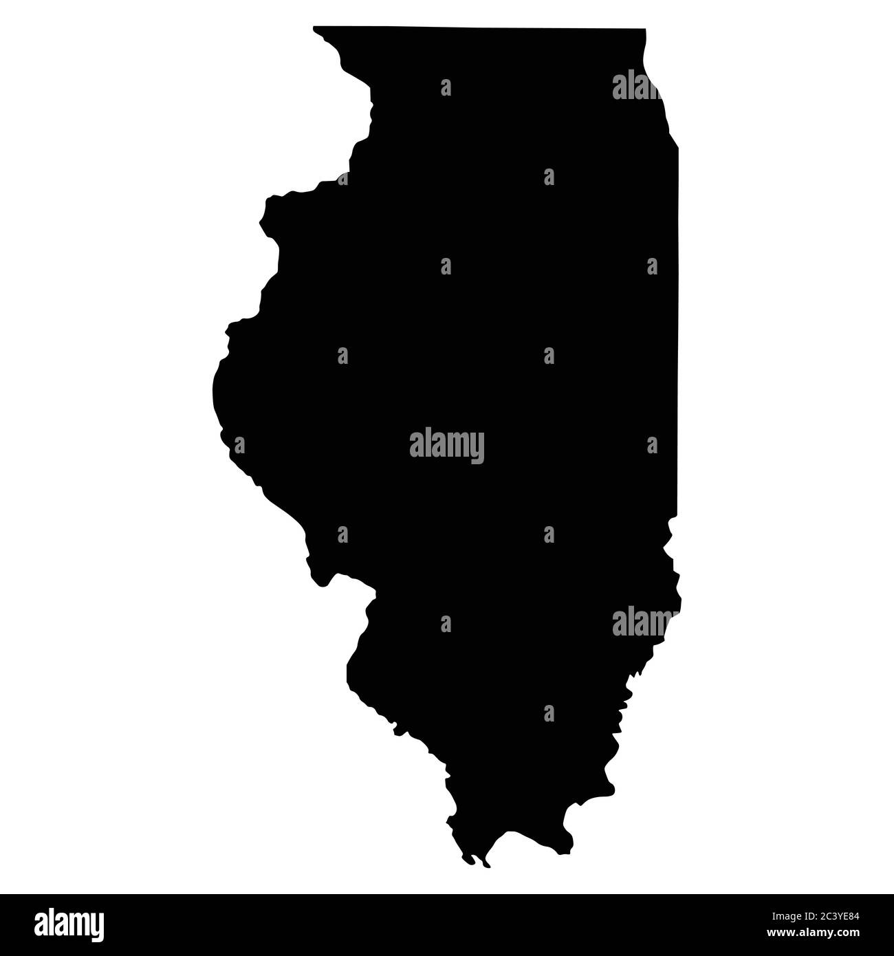 Illinois IL state Maps. Black silhouette solid map isolated on a white
