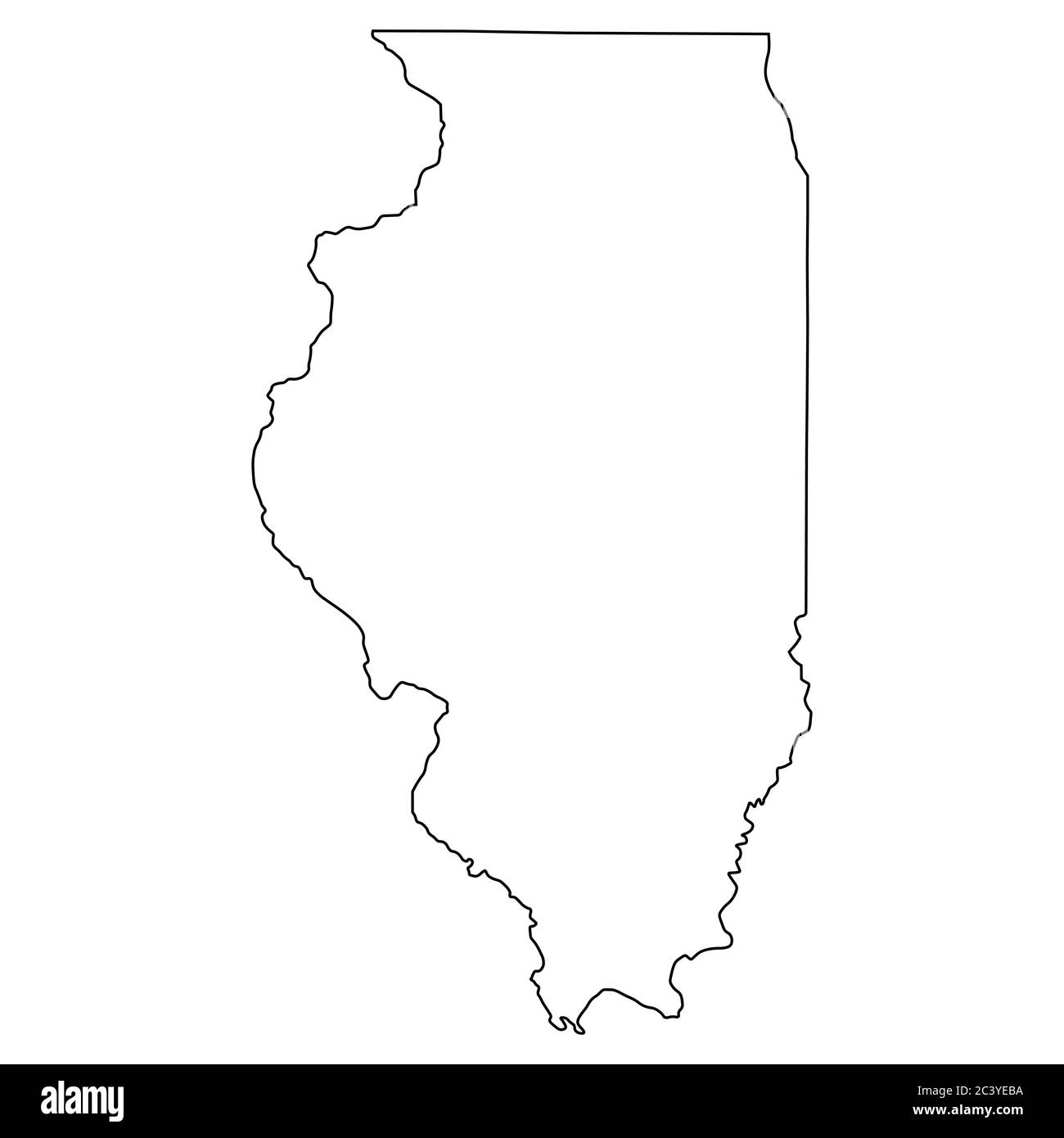 Illinois IL state Maps. Black outline map isolated on a white ...