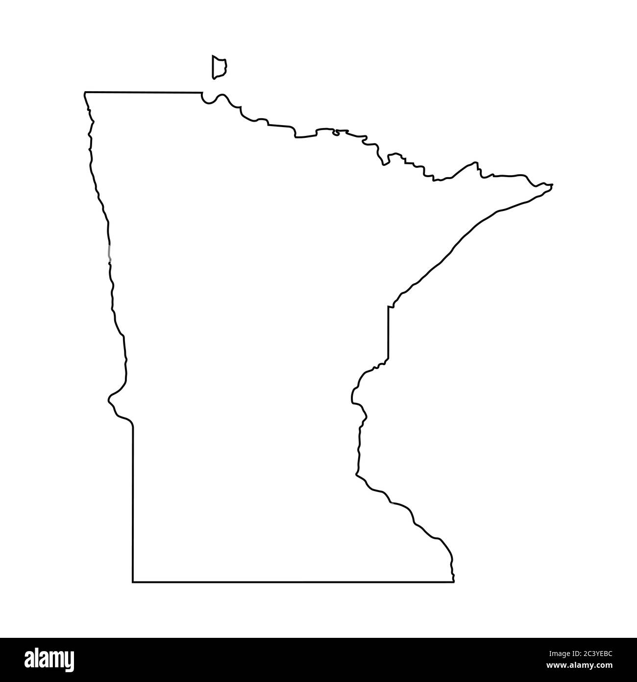 Minnesota MN state Maps. Black outline map isolated on a white background. EPS Vector Stock Vector