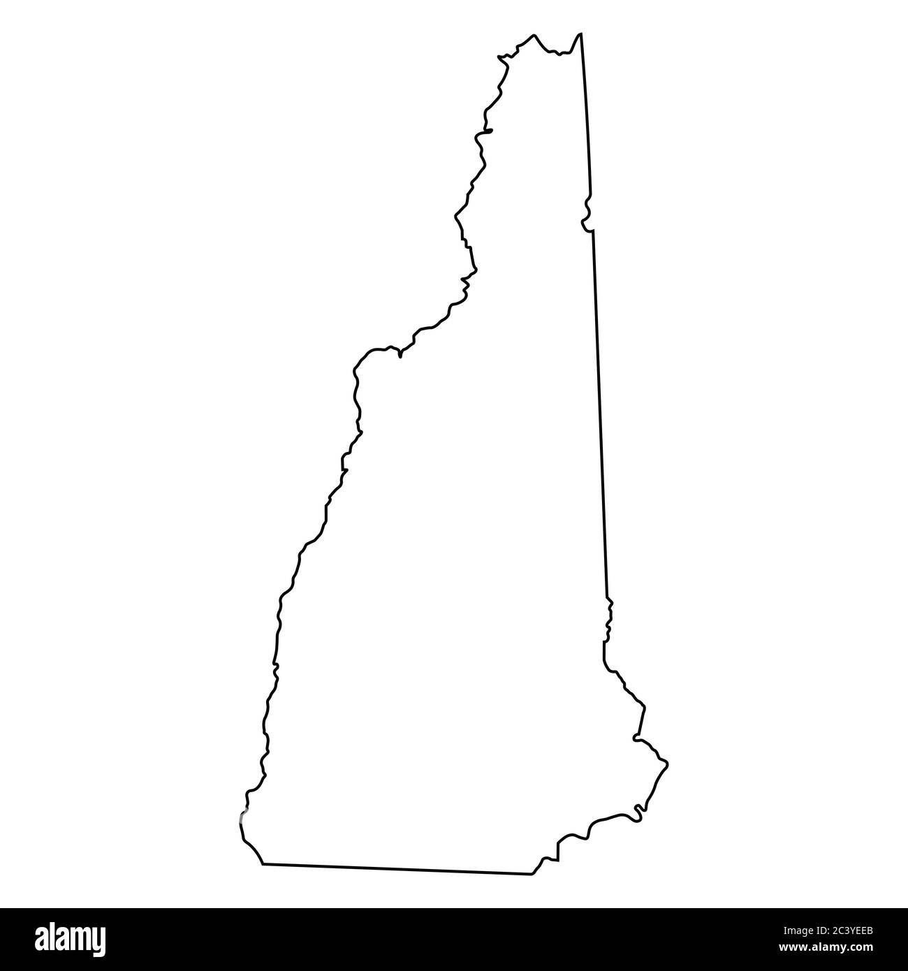 New Hampshire NH state Maps. Black outline map isolated on a white background. EPS Vector Stock Vector