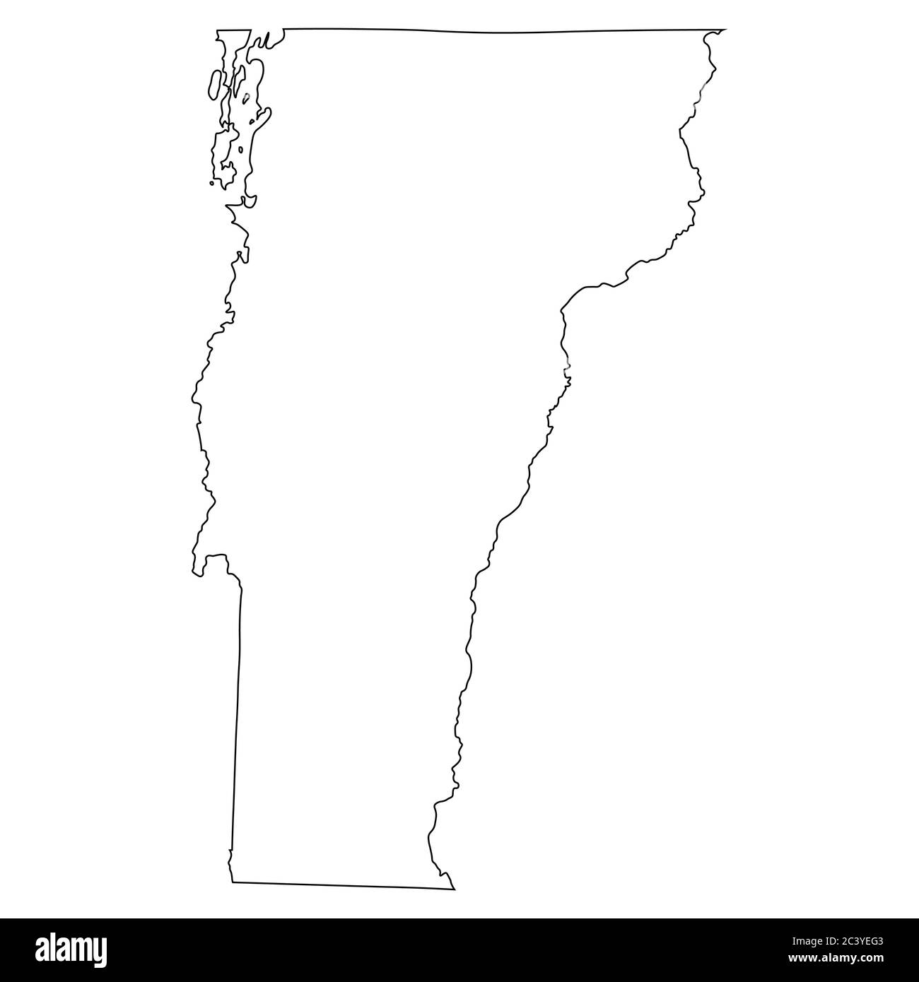 Vermont VT state Map USA. Black outline map isolated on a white background. EPS Vector Stock Vector