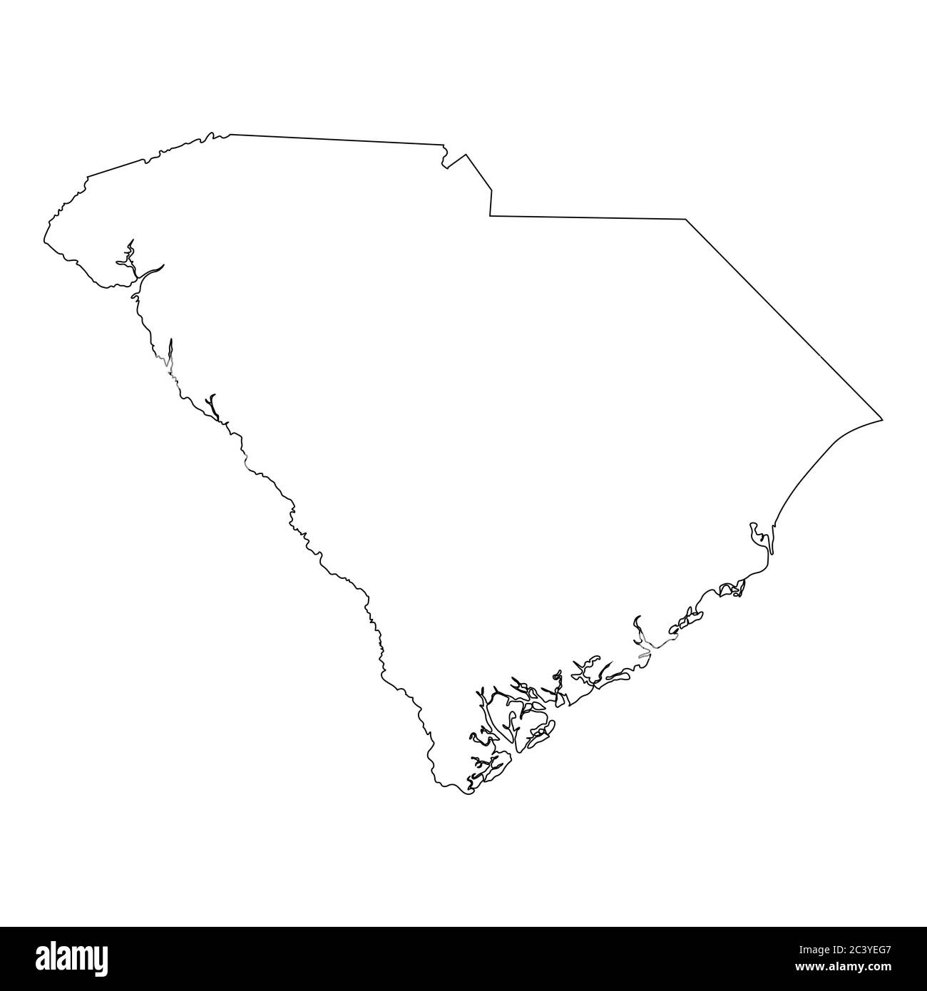 South Carolina SC state Map USA. Black outline map isolated on a white background. EPS Vector Stock Vector