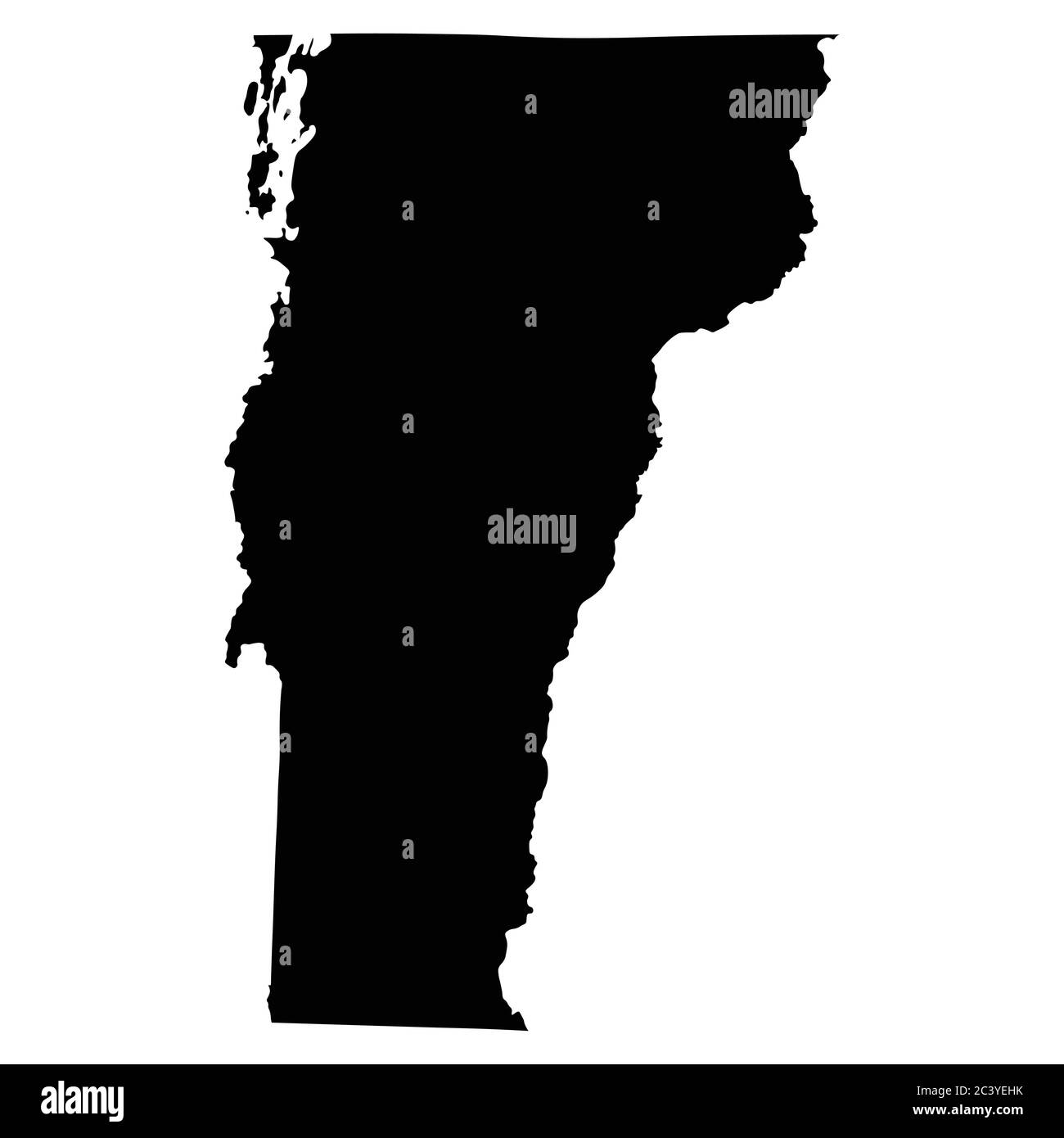 Vermont VT state Map USA. Black silhouette solid map isolated maps on a white background. EPS Vector Stock Vector