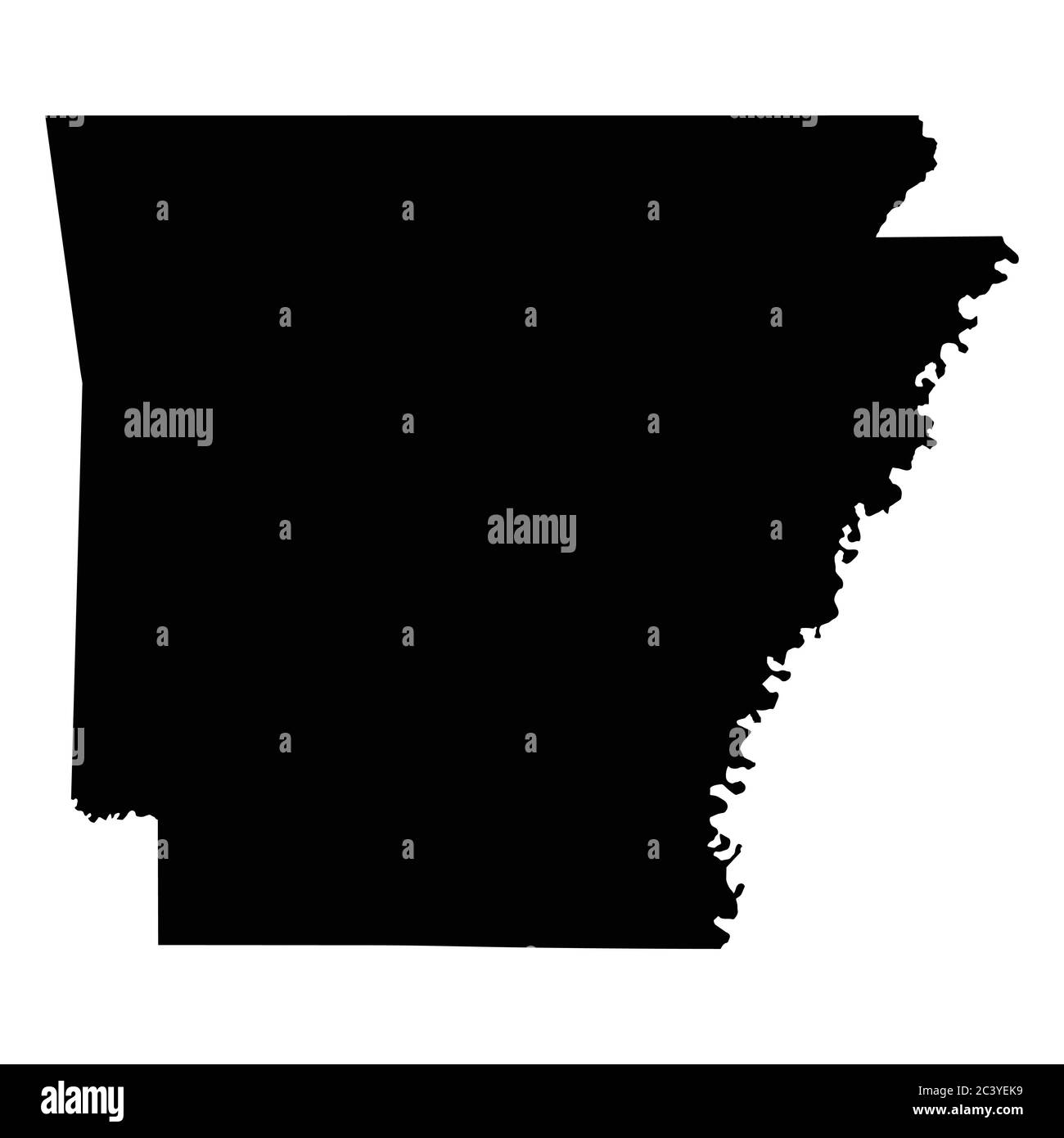 Arkansas AR state Map USA. Black silhouette solid isolated map on a