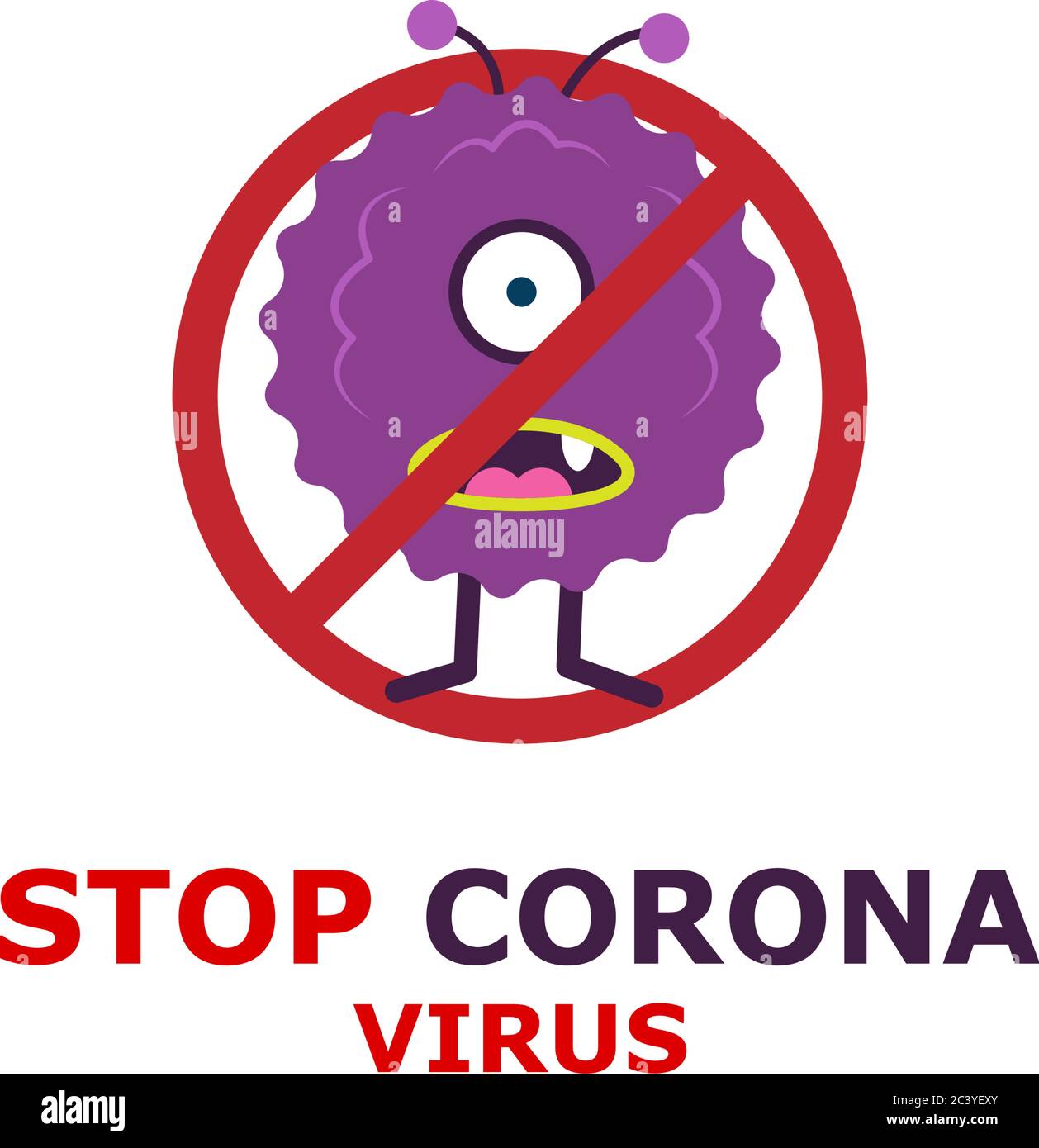 Stop Corona virus cartoon illustration, People carry a poster corona Virus stop sign. Stock Vector