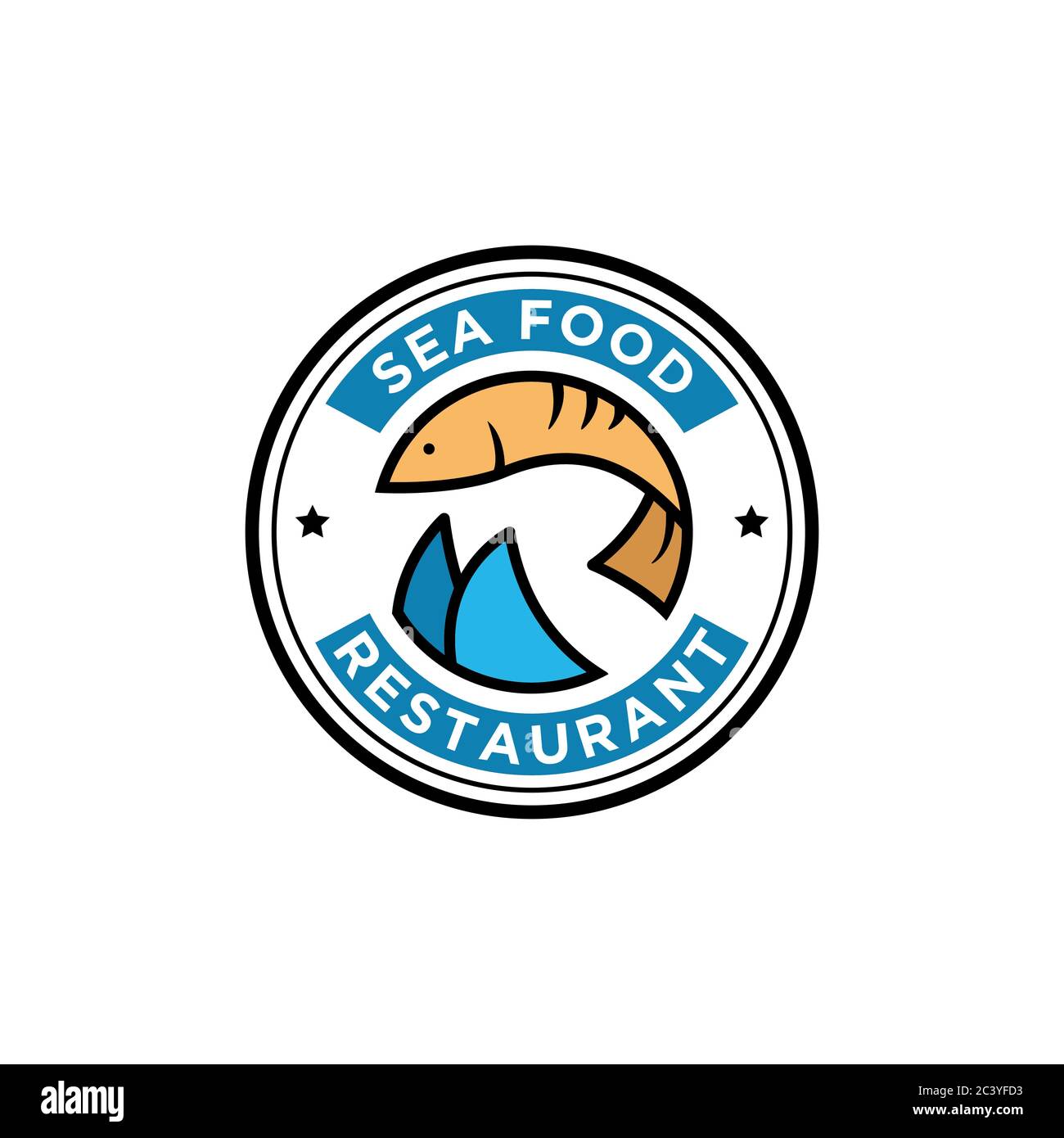Fresh Fish Seafood restaurant logo design, food and beverages vector