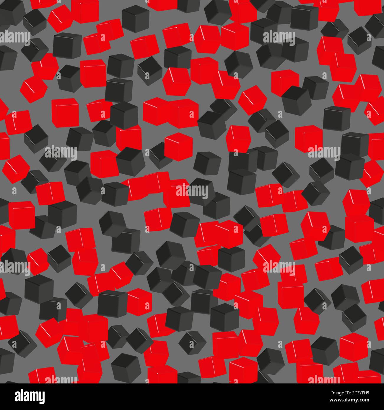 Red and Black Cubes Seamless Pattern, 3D Illustration Stock Vector