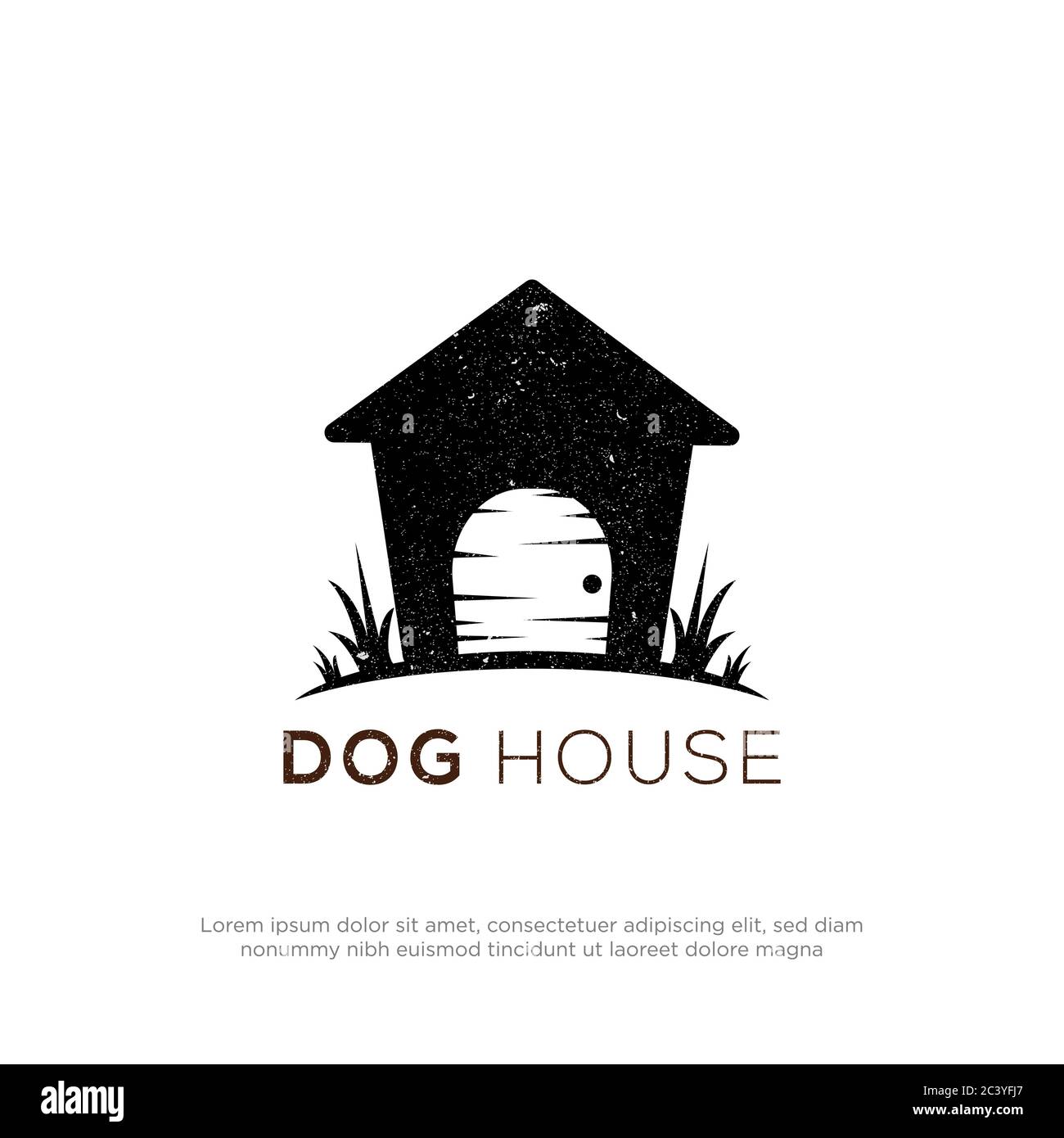 Rustic dog house logo inspiration, pet store logo design with vintage style Stock Vector