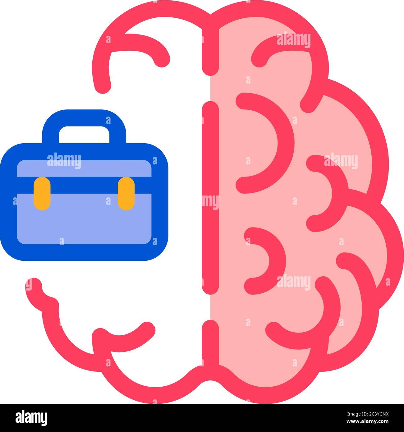 business case and brain icon vector outline illustration Stock Vector ...