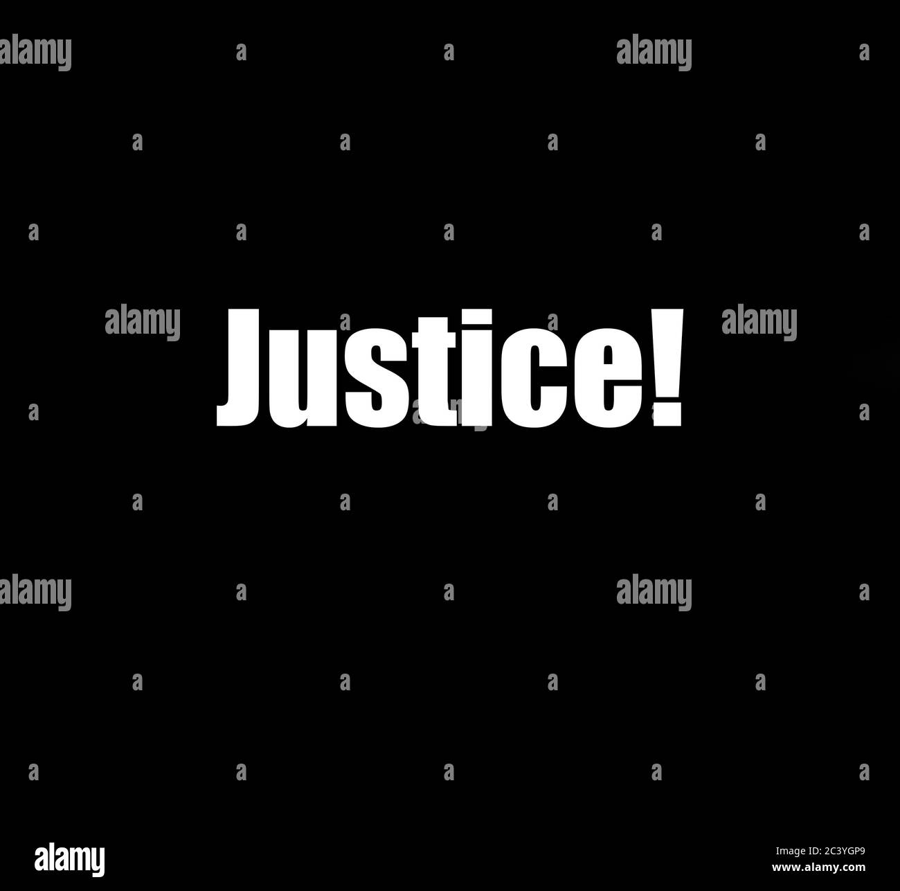 The word Justice with white letters and black background for Black Lives Matter concept Stock Photo