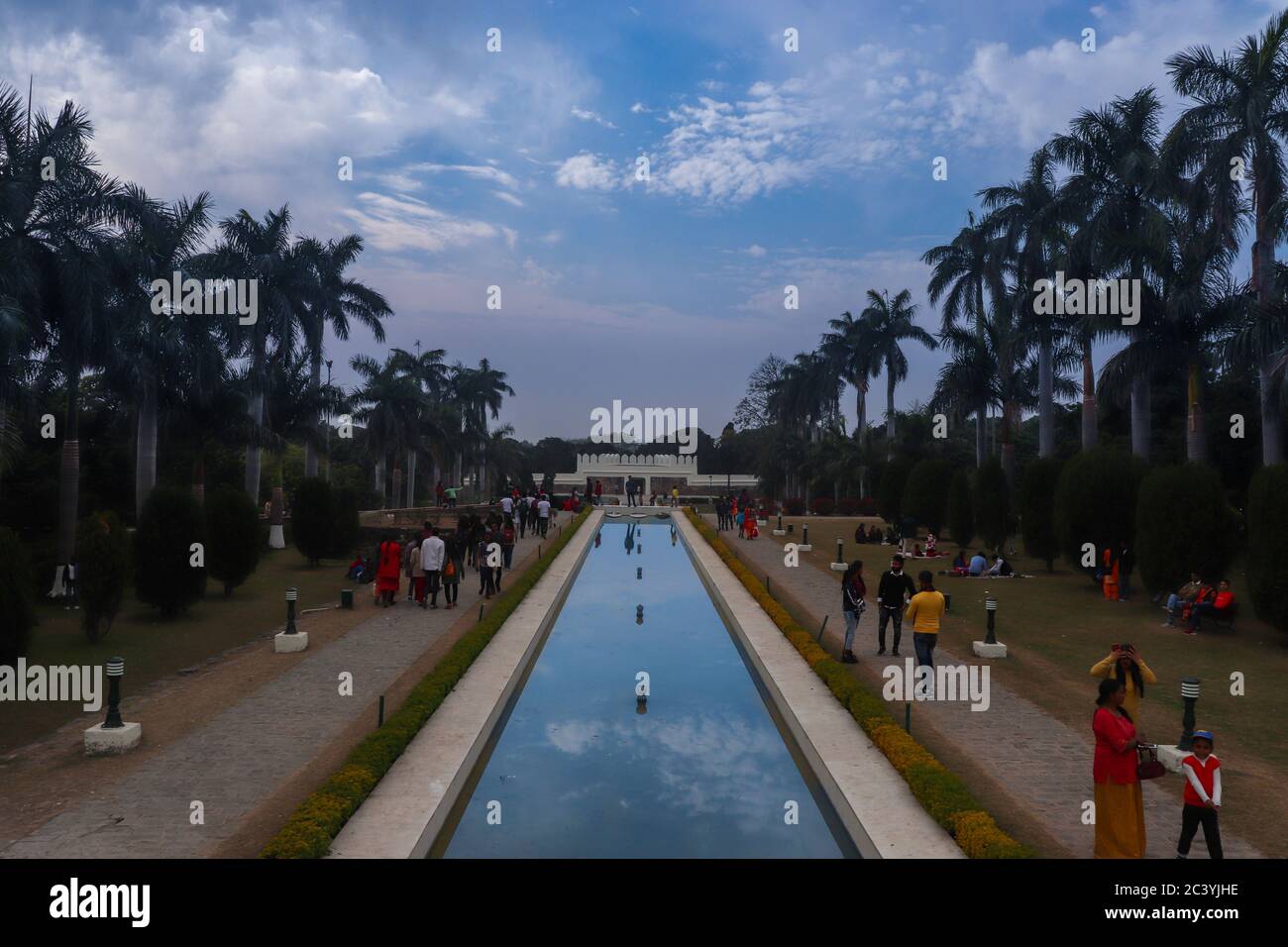 01 Janurary ‎2019, Pinjore Gardens, Chandigarh, India. A park with fountain having beautiful