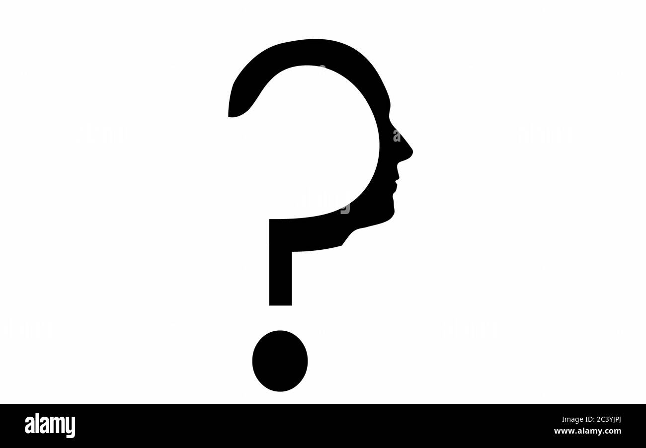 Question mark head black symbol, 3D rendering Stock Photo